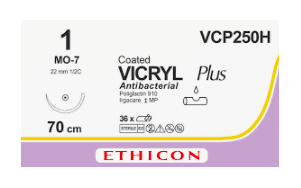 Vicryl plus hechtdraad 1-0 MO-7 hechtnaald per 36st.