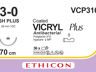 Vicryl hechtdraad VCP316H 70cm 3-0 draad SH naald 36st