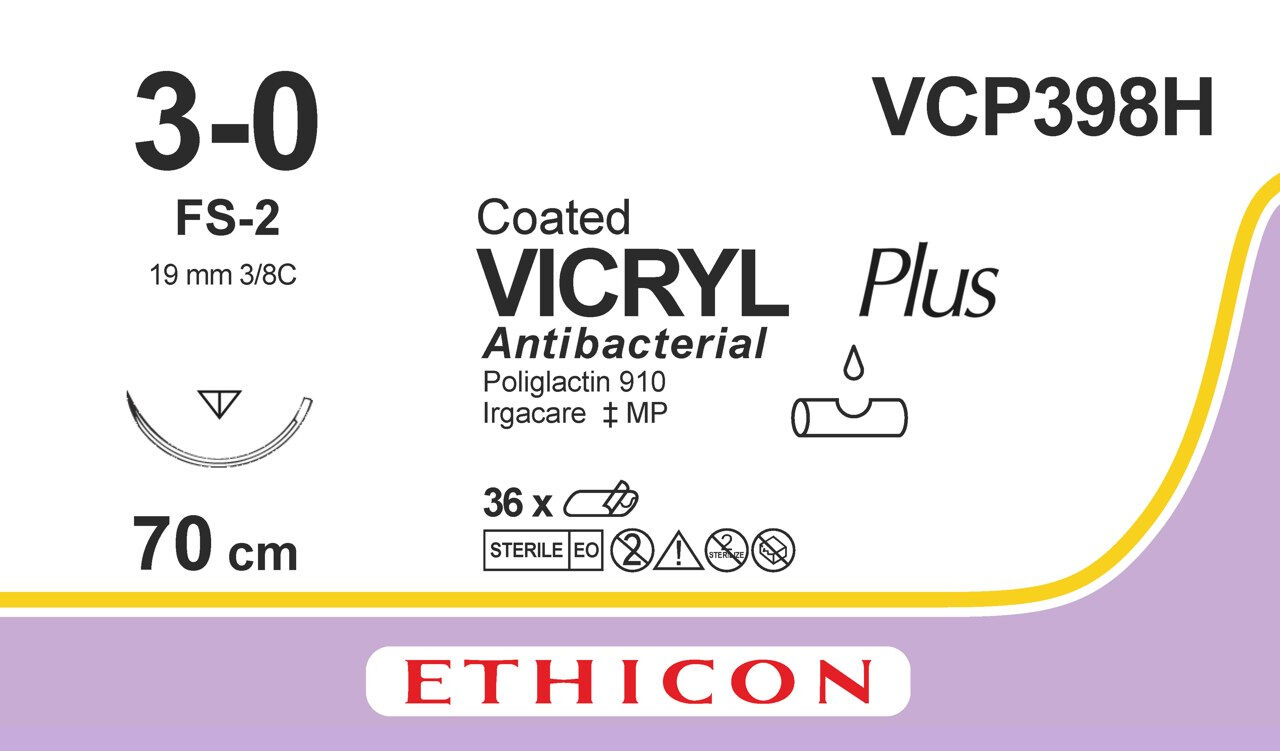 Vicryl plus Hechtdraad VCP398H 3-0 FS2 70cm per 36st