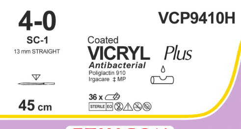 Vicryl plus hechtdraad VCP9410H 4-0 draad 45cm violet SC-1 naald recht 13mm per 36st. - afbeelding 0