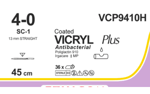 Vicryl plus hechtdraad VCP9410H 4-0 draad 45cm violet SC-1 naald recht 13mm per 36st.