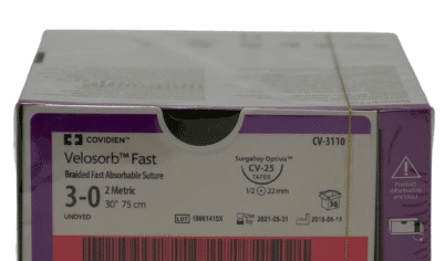Medtronic Velosorb Fast hechtdraad CV-3110 met 3-0 draad ongekleurd 75cm CV-25 optivis naald per 36st. - afbeelding 0