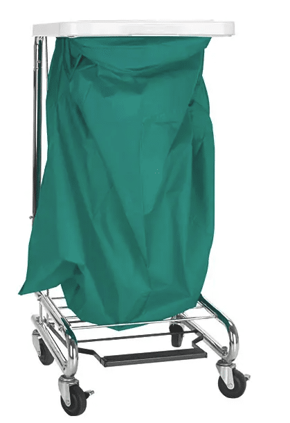 Verrijdbare prullenbak met voetbediening en 4 wielen 97cm hoog 40x33cm opening