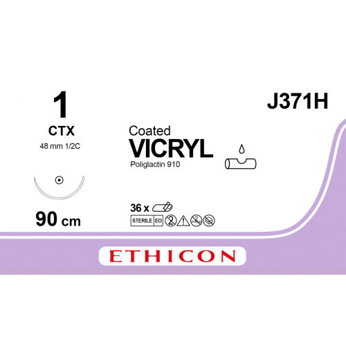 Vicryl Hechtdraad J371H  1.0  90cm violet CTX 36ST