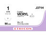 Vicryl Hechtdraad J371H  1.0  90cm violet CTX 36ST