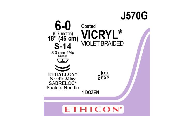 Vicryl hechtdraad J570G 6-0 45cm violet 2xS14 nl per12st