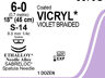 Vicryl hechtdraad J570G 6-0 45cm violet draad 2xS14 naald per 12st