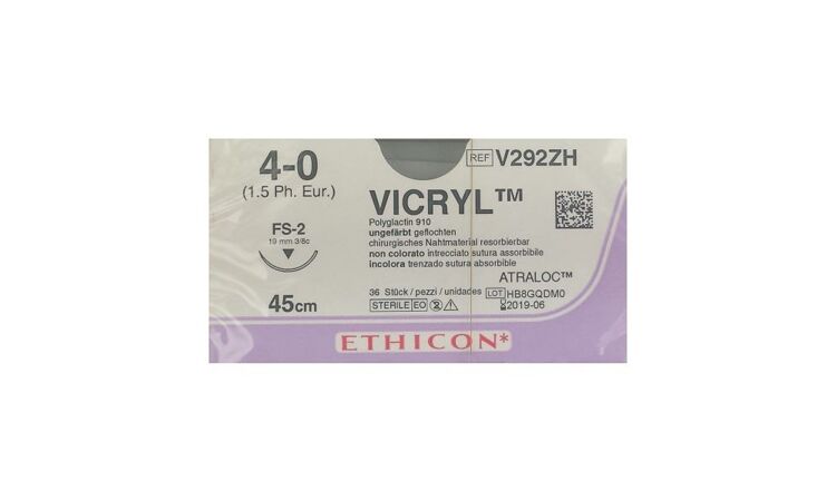 Vicryl hechtdraad 4-0 FS2 naald V292ZH 45cm lang per 36st. - afbeelding 1