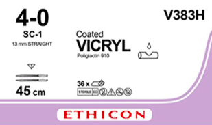 Vicryl hechtdraad 4-0 V383H 45cm draad SC-1 naald per 36st. - afbeelding 0