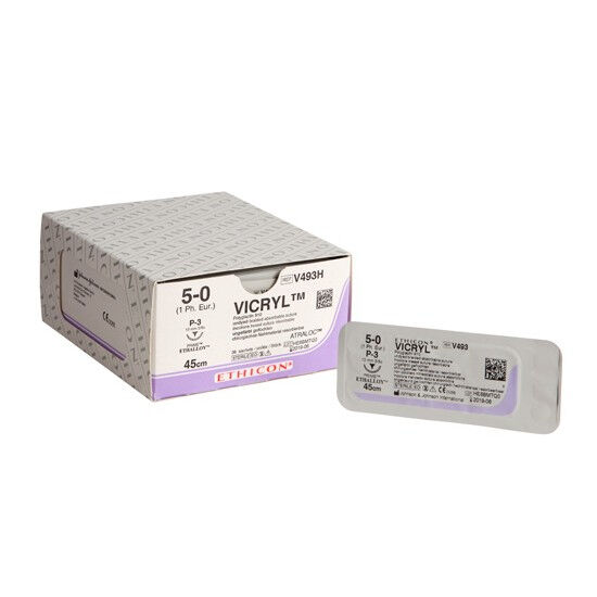 Vicryl hechtdraad 5-0 V493H P-3 prime naald 45cm ongekleurd per 36st.