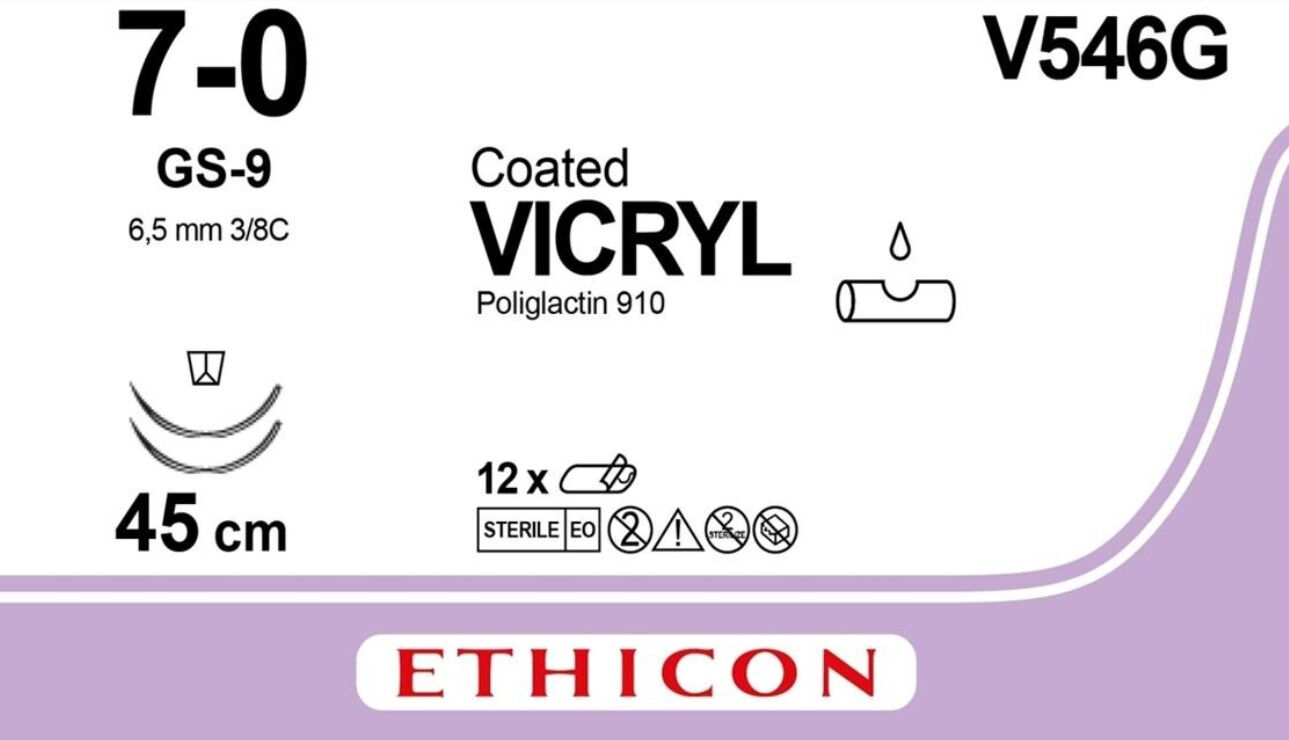 Vicryl hechtdraad V546G 7-0 45cm violet 2xGS-9 naald per 12st 