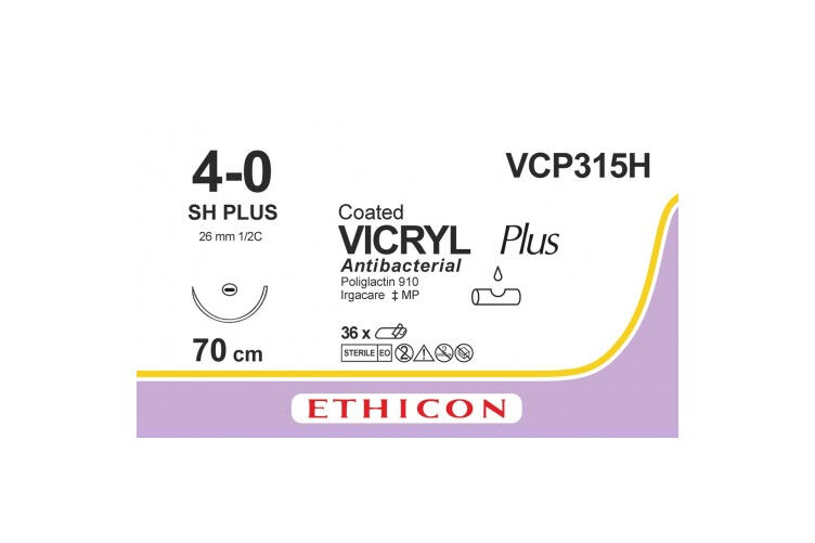 Vicryl Plus Hechtdraad VCP315H 4.0 SH plus 70cm 36st 