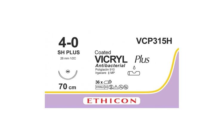Vicryl Plus Hechtdraad VCP315H 4.0 SH plus 70cm 36st 