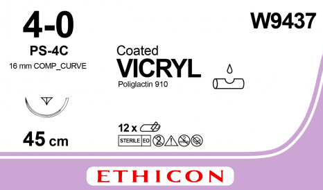Vicryl hechtdraad W9437 4-0 draad PS-4C naald per 12st. - afbeelding 0