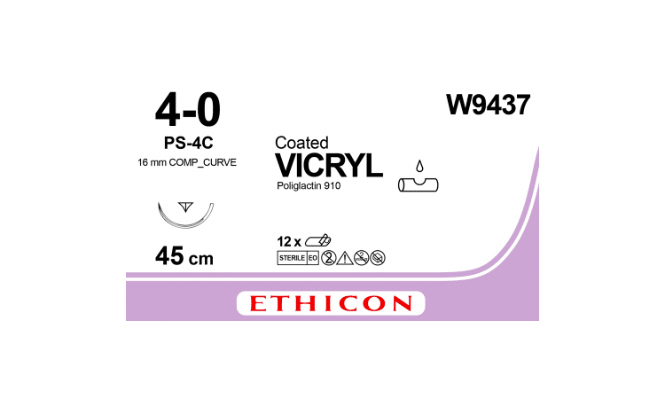 Vicryl hechtdraad W9437 4-0 draad PS-4C naald per 12st. - afbeelding 0