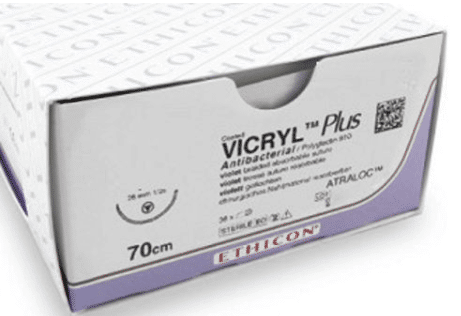 Vicryl Plus hechtdraad 4/0 VCP394H FS-3 hechtnaald 70cm violet draad per 36st.