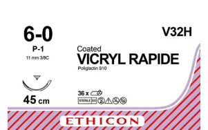 Vicryl Rapide Hechtdraad V32H - 6-0 P-1 naald 45 cm per 36st
