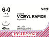 Vicryl Rapide Hechtdraad V32H - 6-0 P-1 naald 45 cm per 36st
