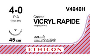 Vicryl Rapide Hechtdraad  V4940H 4-0 P-3 naald 45cm per 36st