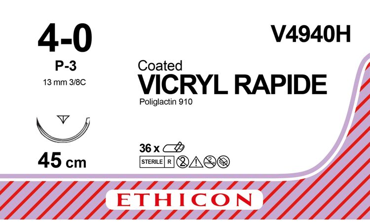 Vicryl Rapide Hechtdraad V4940H 4-0 P-3 naald 45cm per 36st 