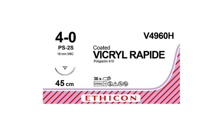 Vicryl rapide hechtdraad V4960H 4-0 ongekleurd 45cm PS-2S naald per 36st. - afbeelding 0