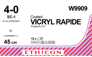 Vicryl rapide hechtdraad W9909 4-0 draad 45cm ongekleurd SC-1 naald recht 13mm per 12st. - UIT ASSORTIMENT