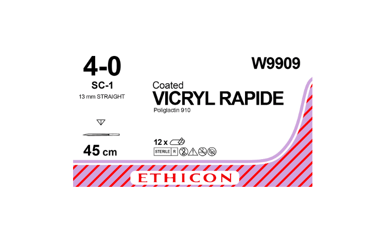 Vicryl rapide hechtdraad W9909 4-0 draad 45cm ongekleurd SC-1 naald recht 13mm per 12st. - UIT ASSORTIMENT - afbeelding 0