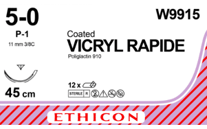 Vicryl Rapide hechtraad W9915 5-0 met P1 prime naald 45cm ongekleurd per 12st
