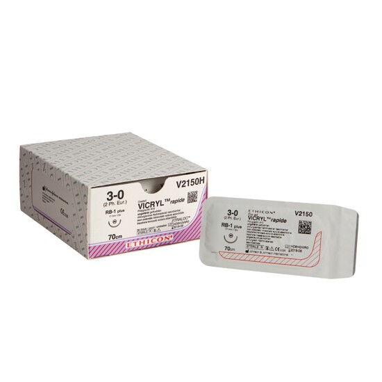 Vicryl Rapide 3-0 V2150H hechtdraad met RB-1 hechtnaald (70cm draad) per 36st. 