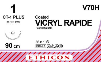 Vicryl Rapide hechtdraad V70H 1-0 met CT-1 Plus naald 90cm draad per 36st.