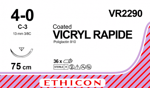 Vicryl Rapide hechtdraad VR2290 4-0 met C-3 naald 75cm draad per 36st. - afbeelding 0