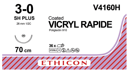 Vicryl rapide hechtdraad V4160H 3-0 met SH1 naald 70cm draad per 36st. - afbeelding 0
