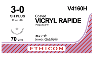 Vicryl rapide hechtdraad V4160H 3-0 met SH1 naald 70cm draad per 36st.