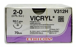 Vicryl V312H hechtdraad 2-0 met SH-1 plus naald 70cm draad violet per 36st.