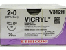 Vicryl V312H hechtdraad 2-0 met SH-1 plus naald 70cm draad violet per 36st.
