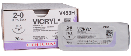 Vicryl hechtdraad V453H 2/0 met FS-1 naald per 36st.