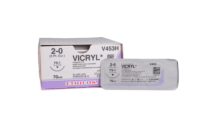 Vicryl hechtdraad V453H 2/0 met FS-1 naald per 36st. - afbeelding 1