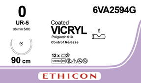 Vicryl hechtdraad 0 6VA2594G 90cm draad violet met UR-5 naald per 12ST