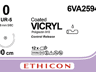 Vicryl hechtdraad 0 6VA2594G 90cm draad violet met UR-5 naald per 12ST