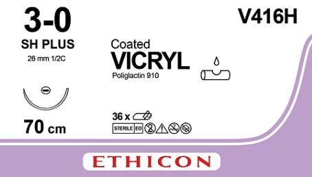 Vicryl hechtdraad V416H 3-0 70cm ongekleurd SH+ 36 stuks - afbeelding 0