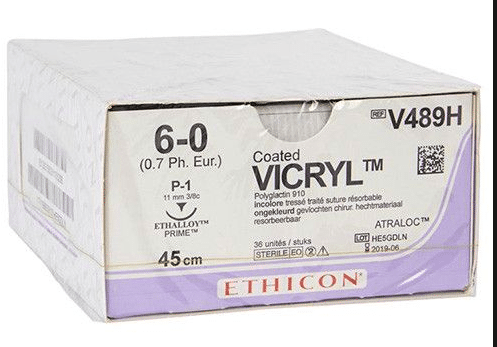 Vicryl CT V489H hechtdraad 45cm ongekleurd 6-0 P-1 prime 36st