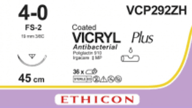 Vicryl Plus hechtdraad VCP292ZH 4-0 45cm ongekleurd draad met FS-2 naald 36 stuks - afbeelding 0