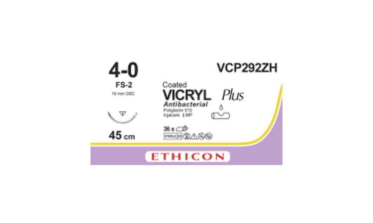 Vicryl Plus hechtdraad VCP292ZH 4-0 45cm ongekleurd draad met FS-2 naald 36 stuks - afbeelding 0