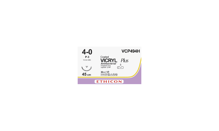 Vicryl Plus hechtdraad VCP494H 4-0 45cm ongekleurd draad P-3 naald 36 stuks - afbeelding 0