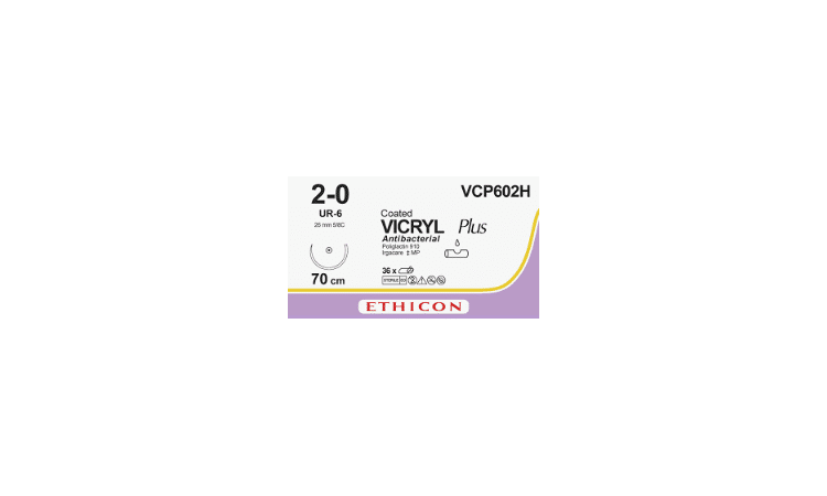 Vicryl Plus hechtdraad VCP602H 2-0 70cm violet draad UR-6 naald 36 stuks - afbeelding 0