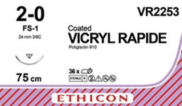 Vicryl Rapide hechtdraad 2-0 75cm ongekleurd draad FS-1 naald 36 stuks