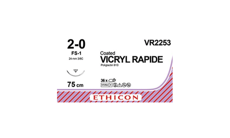 Vicryl Rapide hechtdraad 2-0 75cm ongekleurd draad FS-1 naald 36 stuks
