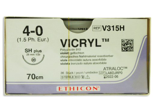 Vicryl hechtdraad 4-0 V315H SH Plus naald 70cm draad per 36ST