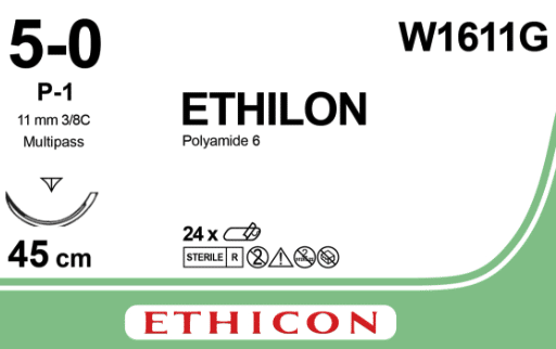 Ethilon W1611G 5-0 hechtdraad met P1 Prime hechtnaald per 12st.
