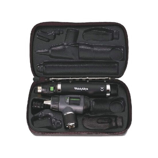 Welch Allyn Otoscoopset Macroview met Keellamp en Li-ion Handvat Bureaulader Etui 4 Herbruikbare Tips Halogeen